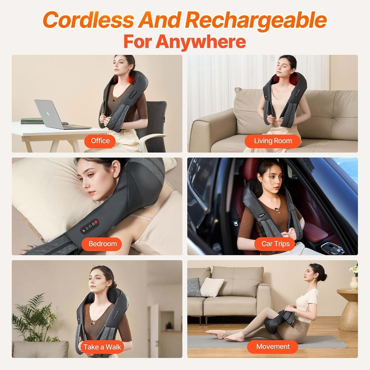 Neck Shoulder Massager with Heat - Rechargeable Relaxation