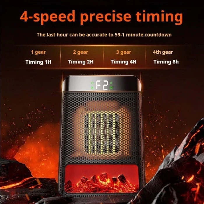 Desktop PTC Heater - Dynamic Flame Light -  iDiskk E03