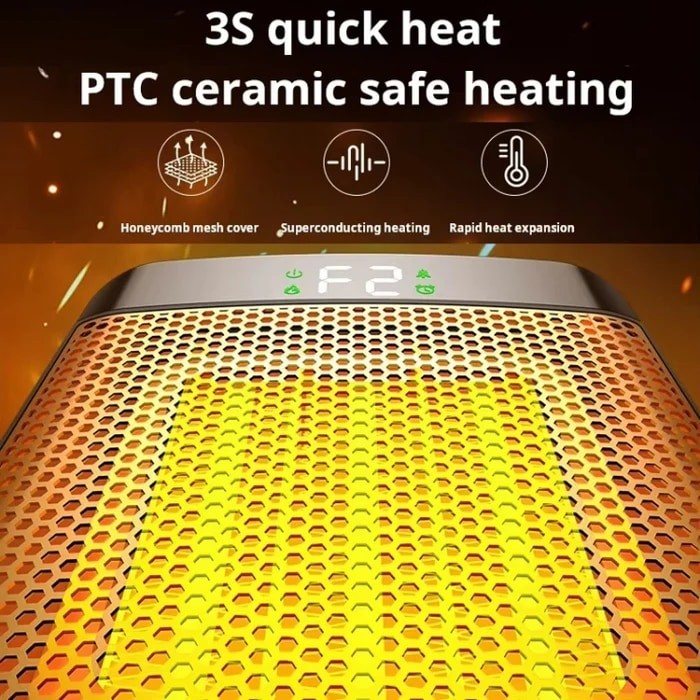 Desktop PTC Heater - Dynamic Flame Light -  iDiskk E03