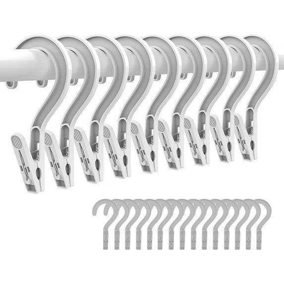 Laundry Hooks Clip Plastic Clothes Hangers - 10 Pack