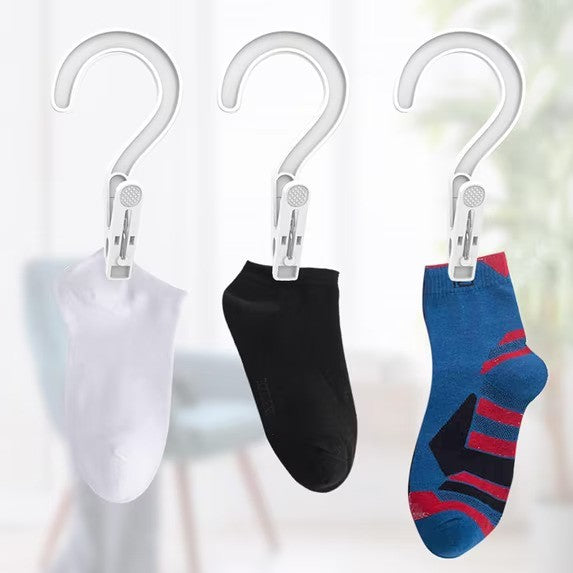 Laundry Hooks Clip Plastic Clothes Hangers - 10 Pack