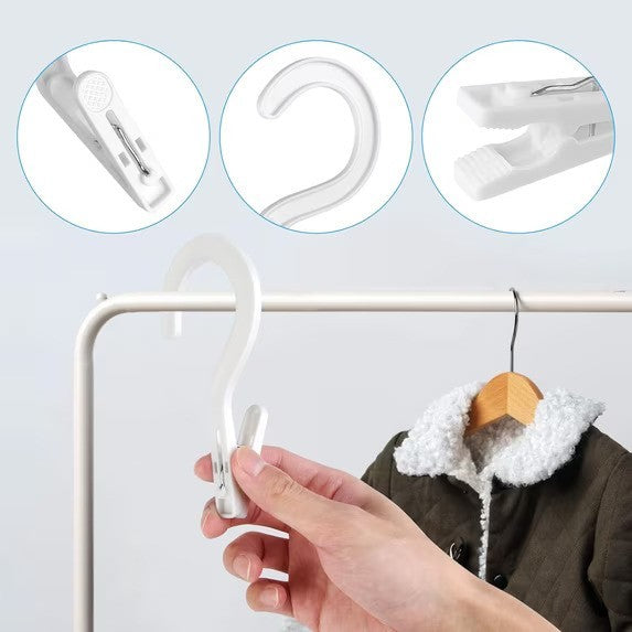 Laundry Hooks Clip Plastic Clothes Hangers - 10 Pack