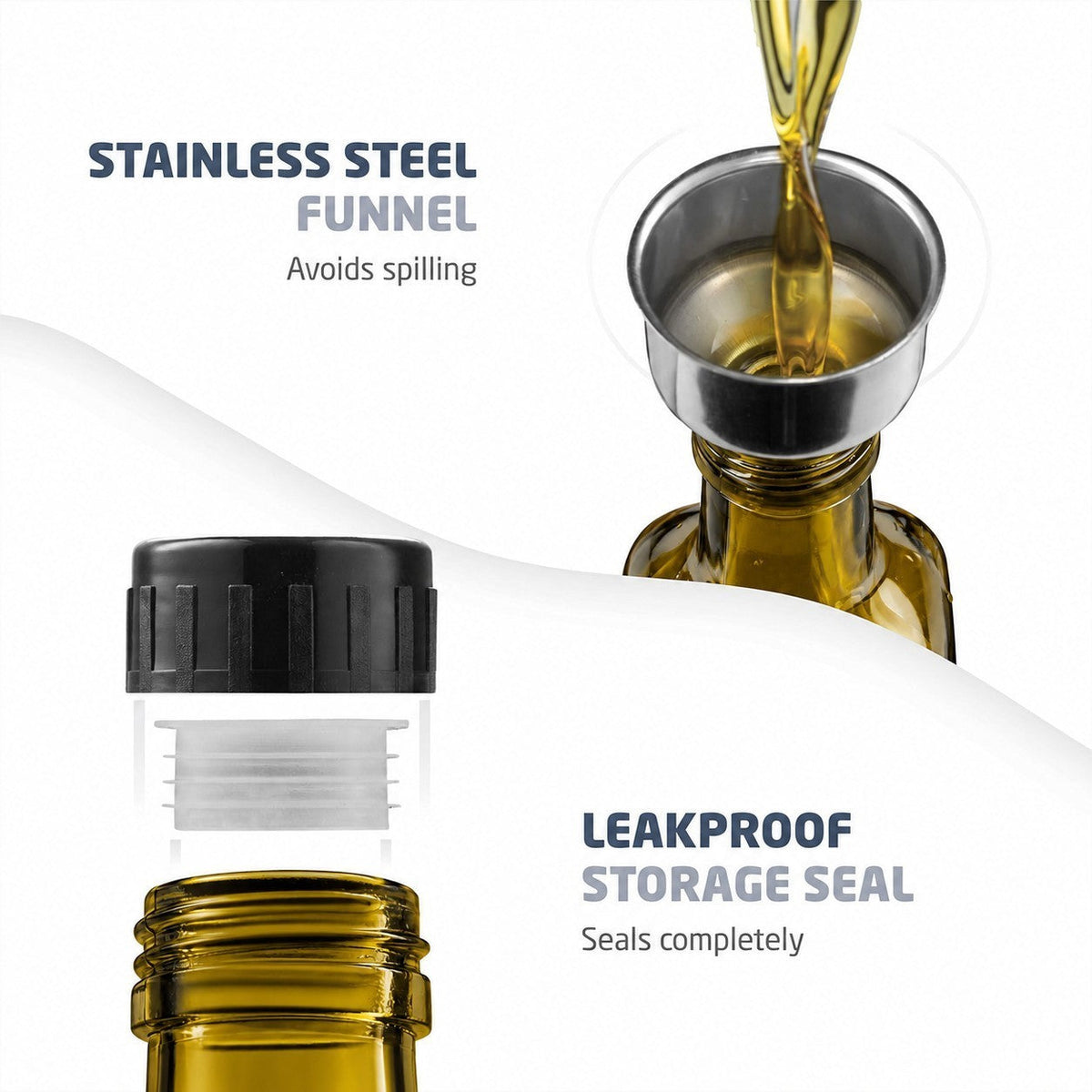 FineDine Glass Olive Oil Dispenser - 2 Spouts - 17fl oz