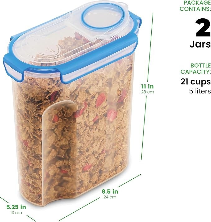 Extra Large Cereal Containers Set - 21 Cup - 2 Pack