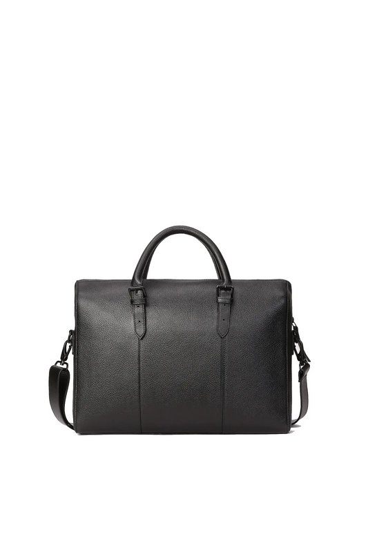 Bisoncart USA Premium Milled Leather Briefcase - Double Compartment 16" Laptop Bag