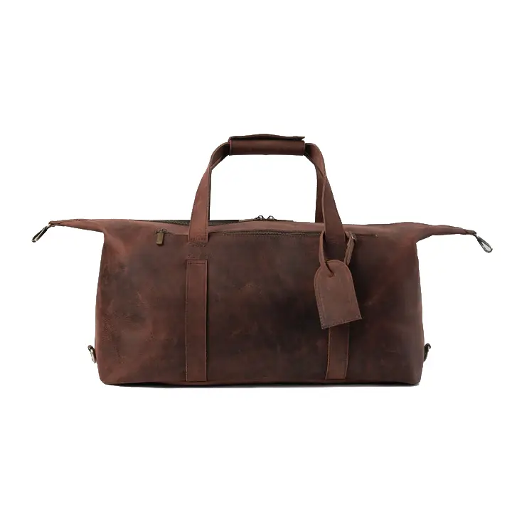 Bisoncart USA Pull-up Cowhide Leather Travel Duffel - 29" Heritage Weekender Bag