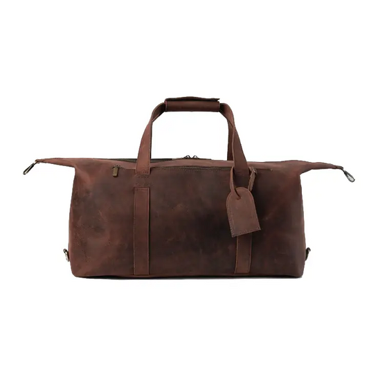 Bisoncart USA Pull-up Cowhide Leather Travel Duffel - 29" Heritage Weekender Bag