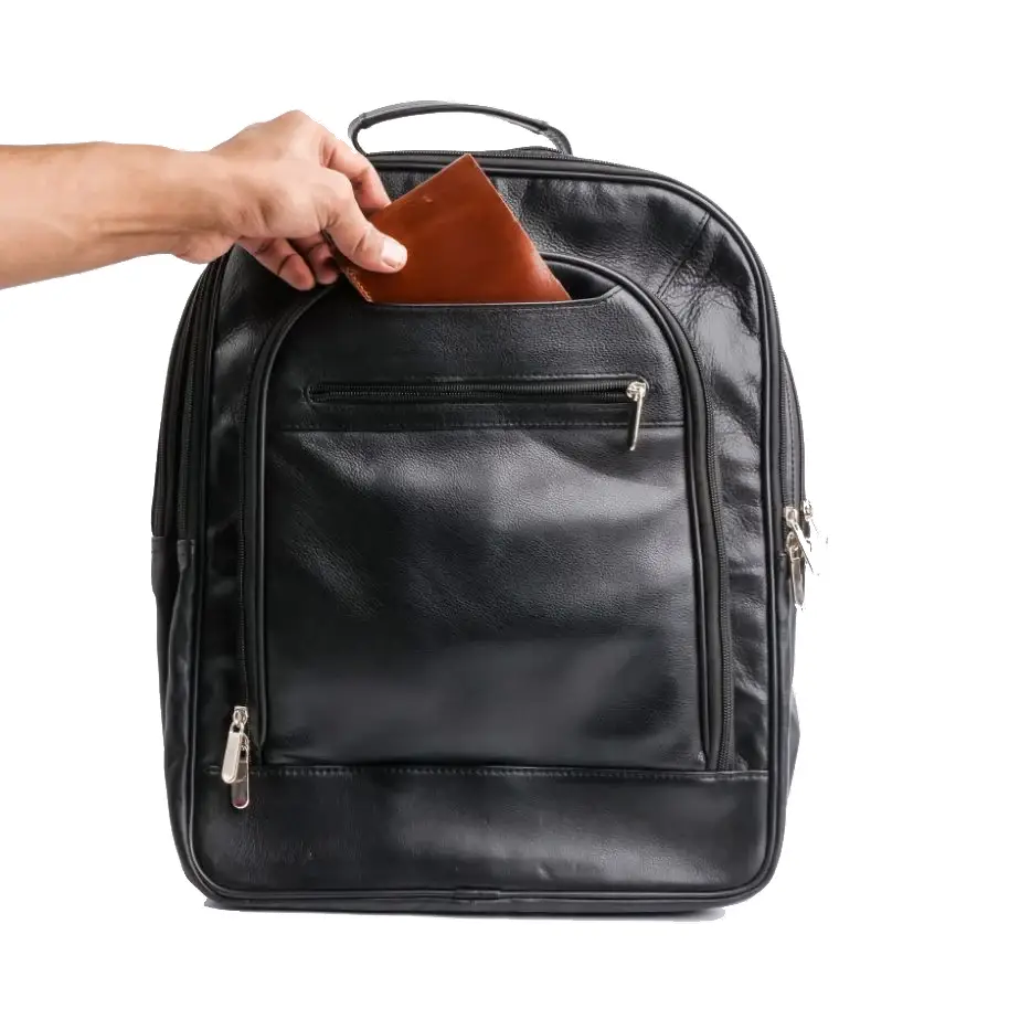 Bisoncart USA Top-Grain Cowhide Leather Executive Backpack - 17" Laptop Capacity