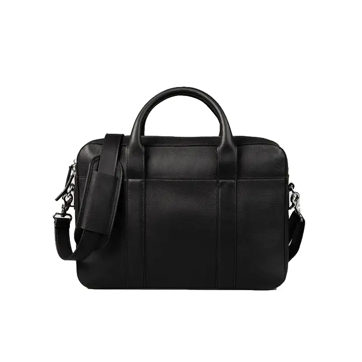 Bisoncart USA Full Grain Milled Leather Laptop Bag - 14" Slim Executive Briefcase