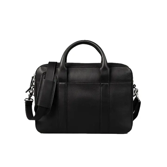 Bisoncart USA Full Grain Milled Leather Laptop Bag - 14" Slim Executive Briefcase