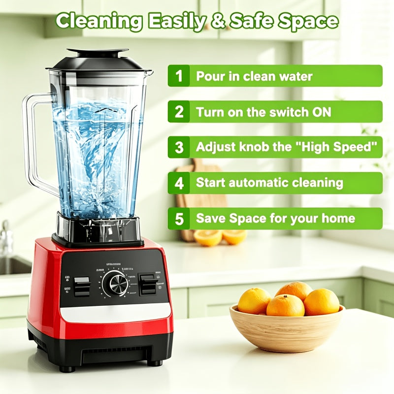 Professional Countertop Blender - 68 oz (2L) Jar Plus Grinder Cup, Variable Speed and Pulse, Red
