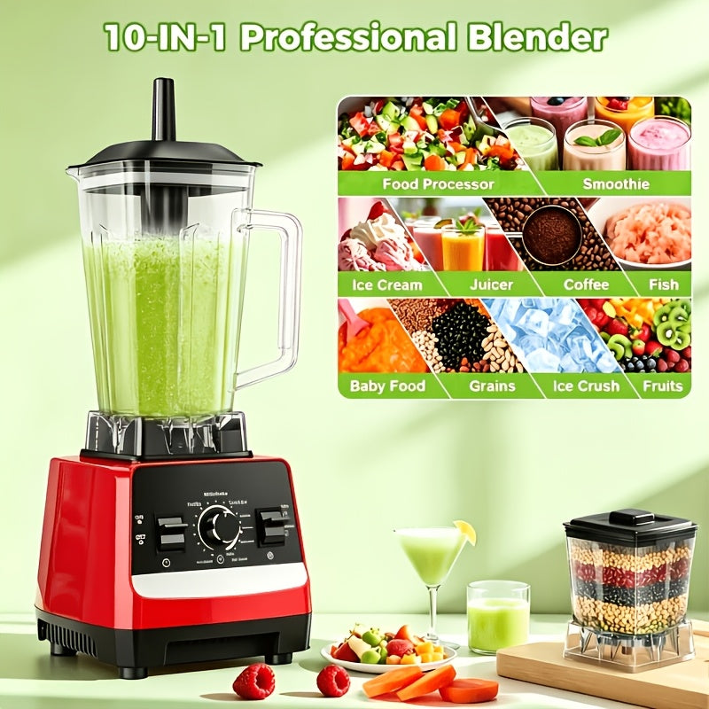 Professional Countertop Blender - 68 oz (2L) Jar Plus Grinder Cup, Variable Speed and Pulse, Red