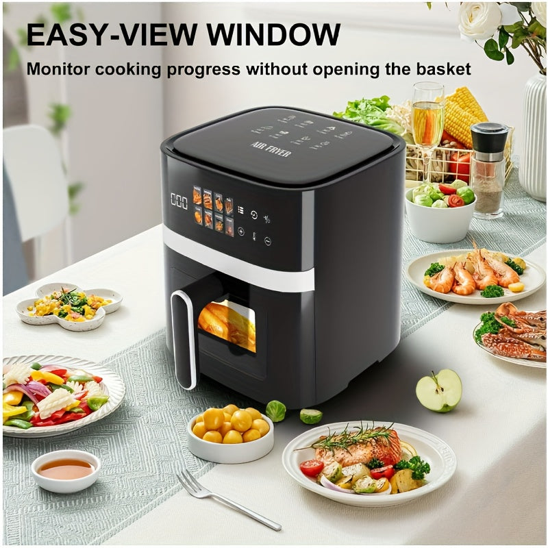 6 Quart Digital Air Fryer - Touch Screen with Preset Programs, Nonstick Basket, Black