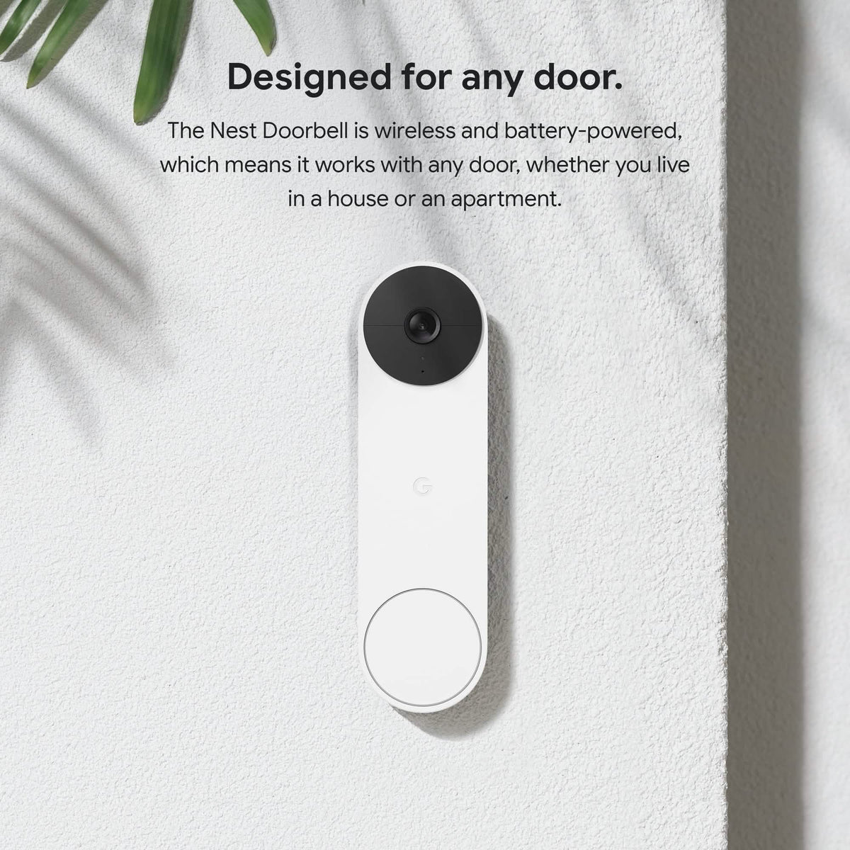 Google Nest Doorbell (Battery) Video Doorbell Camera - Snow (Refurbished)